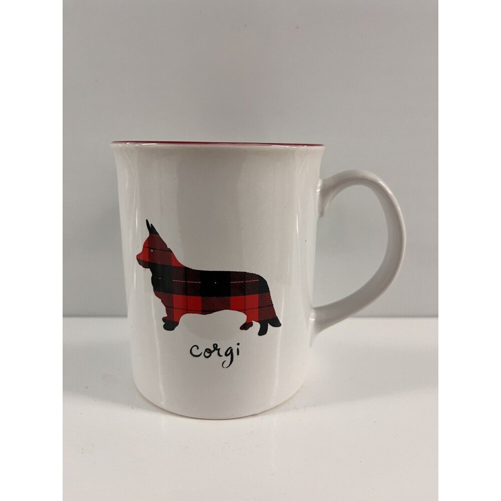 Fringe Studio Plaid Corgi Dog Porcelain Coffee Tea Cup Mug